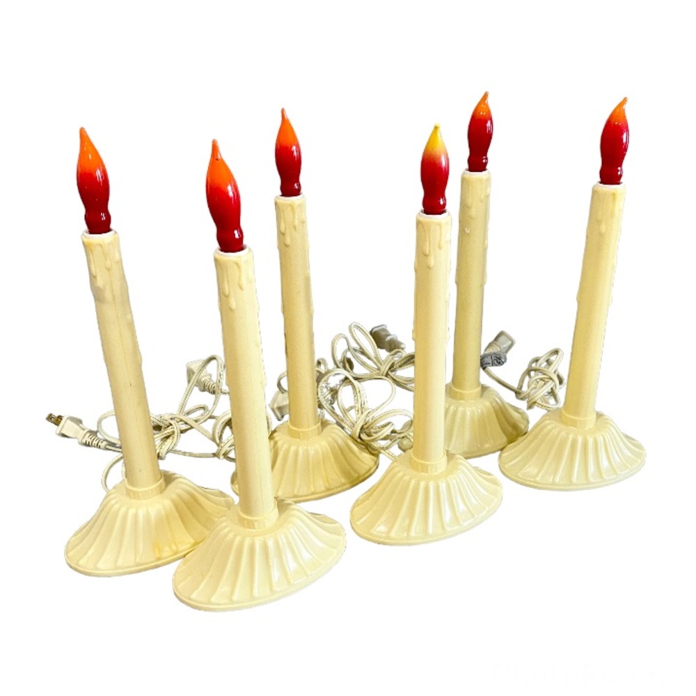 Lot of 6 Vintage Candles Plastic Dripping Window Decor Halloween Christmas